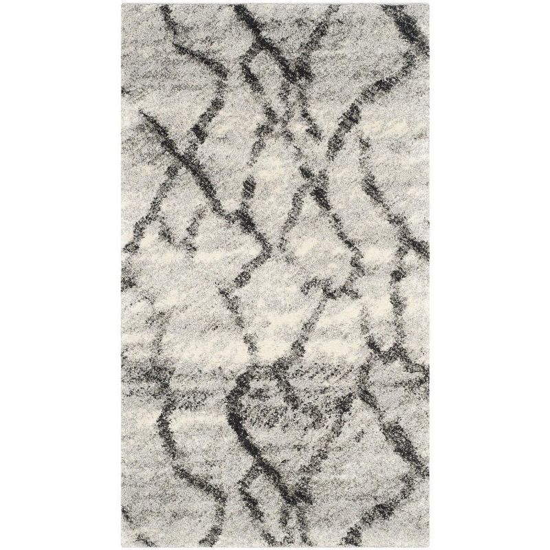 Abstract Elegance 30'' Black Synthetic Easy-Care Shag Rug