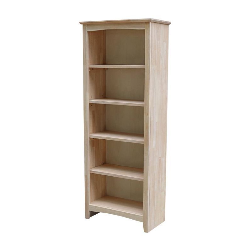 Eco-Friendly Parawood 66" Adjustable Shaker Bookcase - Unfinished