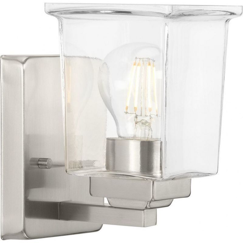 Brushed Nickel Wall Sconce with Clear Glass Shade