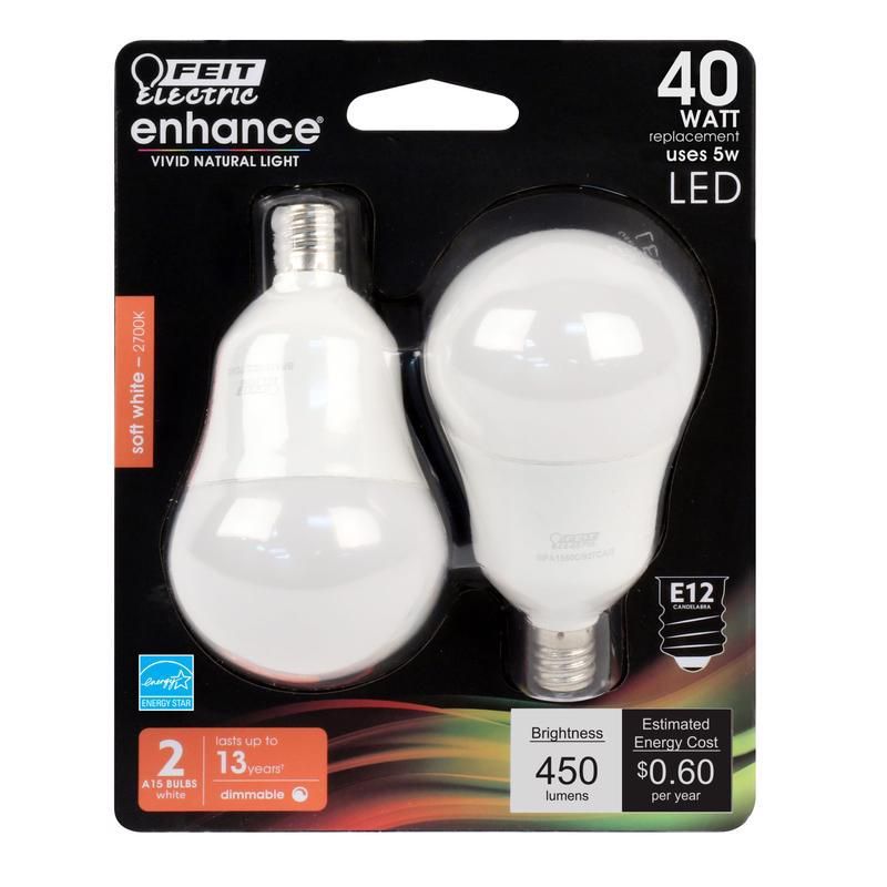 Feit Electric Soft White Frosted LED Bulbs, 40W Equivalent, 2-Pack