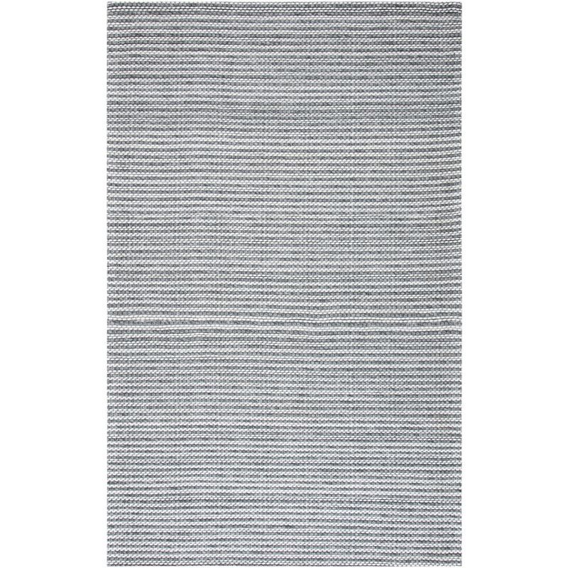 Charcoal and Ivory Handwoven Wool Flat Weave Rug, 4' x 6'