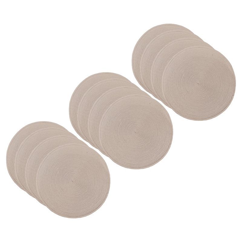 Taupe Woven Vinyl Round Placemats, Set of 12