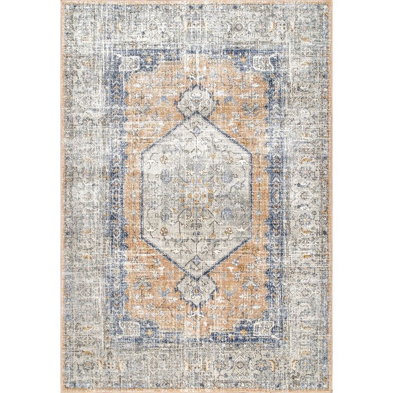 Reversible Rectangular Easy Care Orange Spot Area Rug