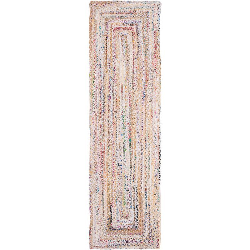 Handmade Ivory and Multicolor Cotton Braided Runner Rug, 2'3" x 16'