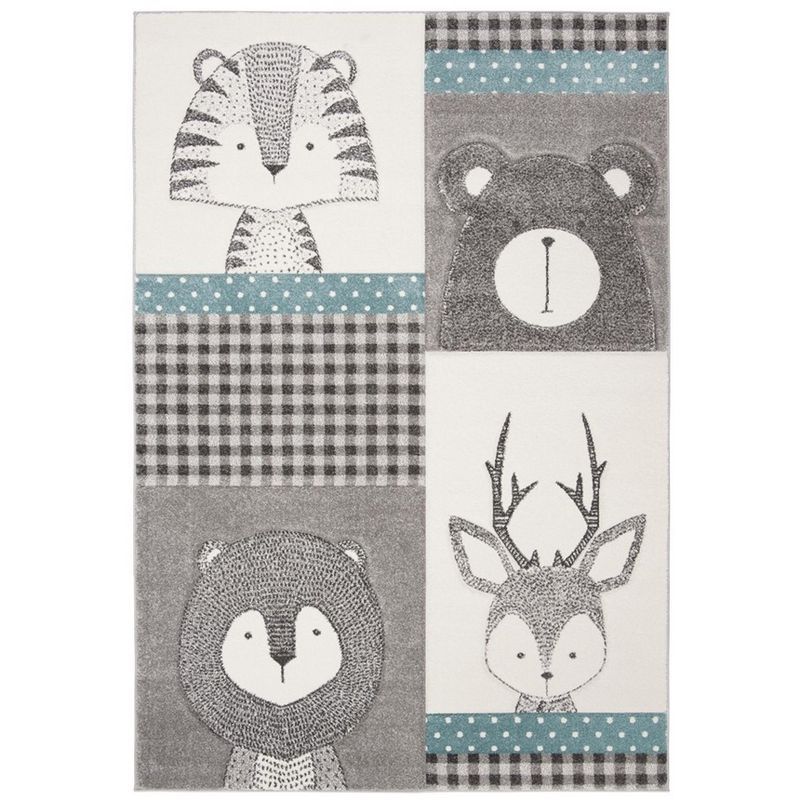 Enchanted Playtime Grey & Ivory Synthetic 2' x 3' Kids Area Rug