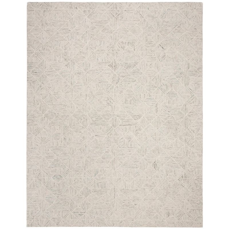 Light Blue Abstract Tufted Wool 8' x 10' Area Rug