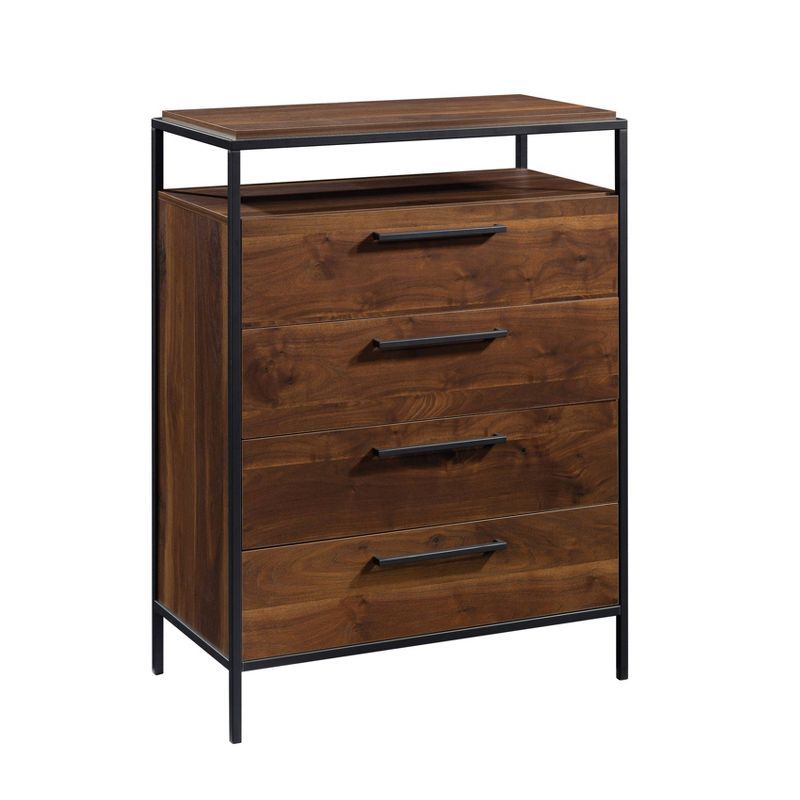 Grand Walnut 4-Drawer Chest with Open Shelf