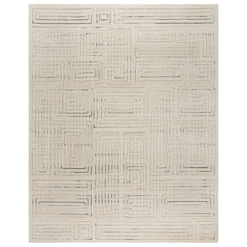 Vania Cream Geometric Tufted Synthetic 5' x 7' Area Rug