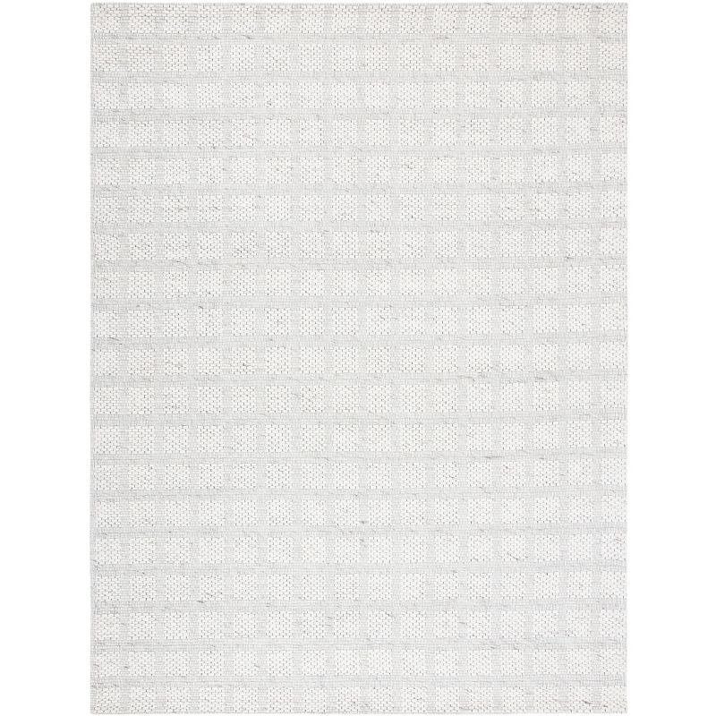 Gray and Beige Rectangular Wool Handwoven Area Rug, 8' x 10'