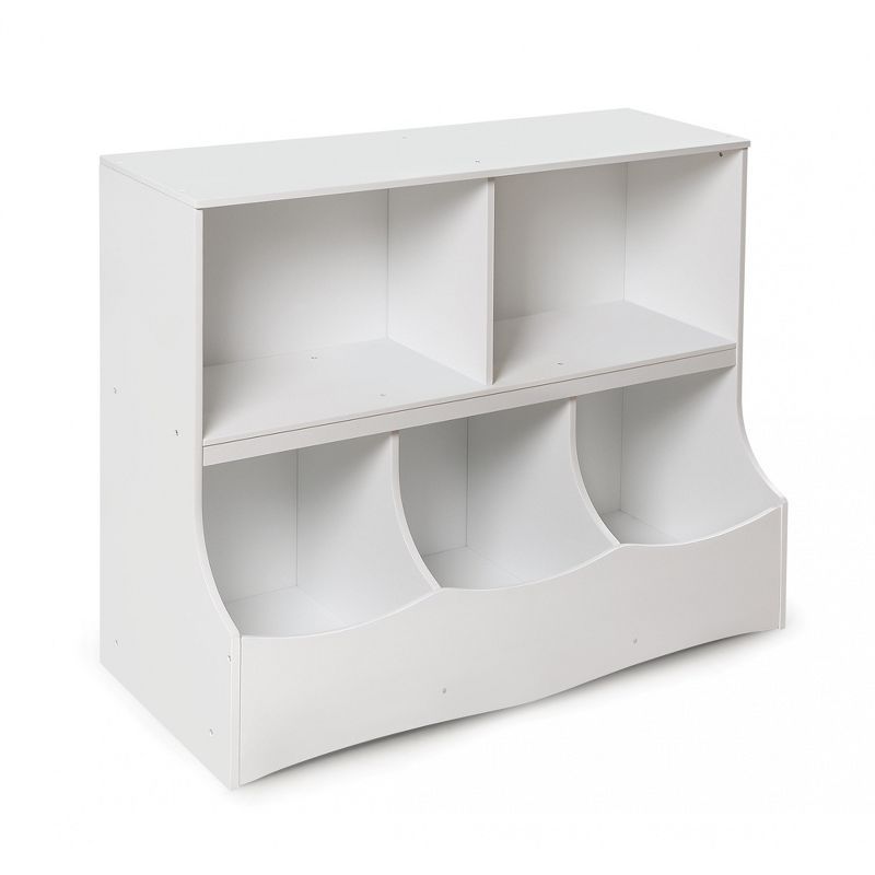 White MDF Kids Toy Storage Organizer with Cubby Bins