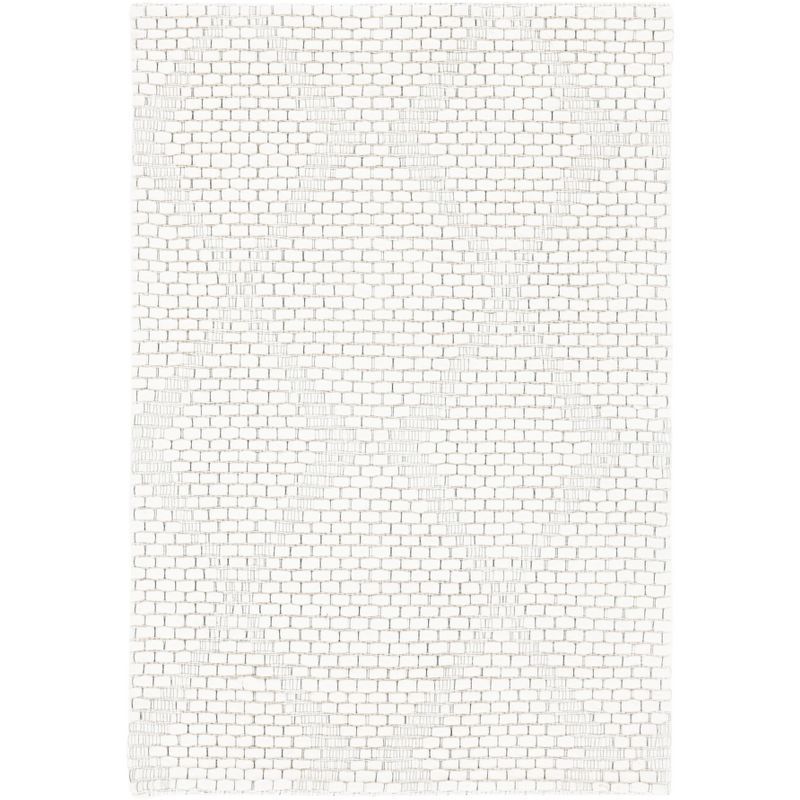 Ivory Geometric Flat Woven Wool Synthetic Rug, 3' x 5'