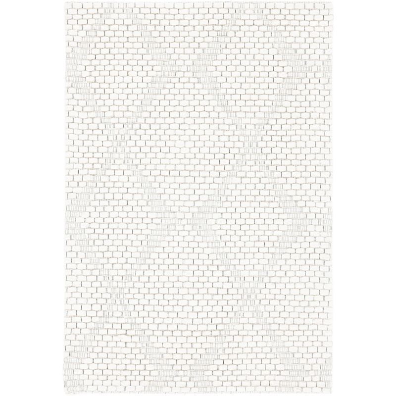 Ivory Geometric Flat Woven Wool Synthetic Rug, 3' x 5'