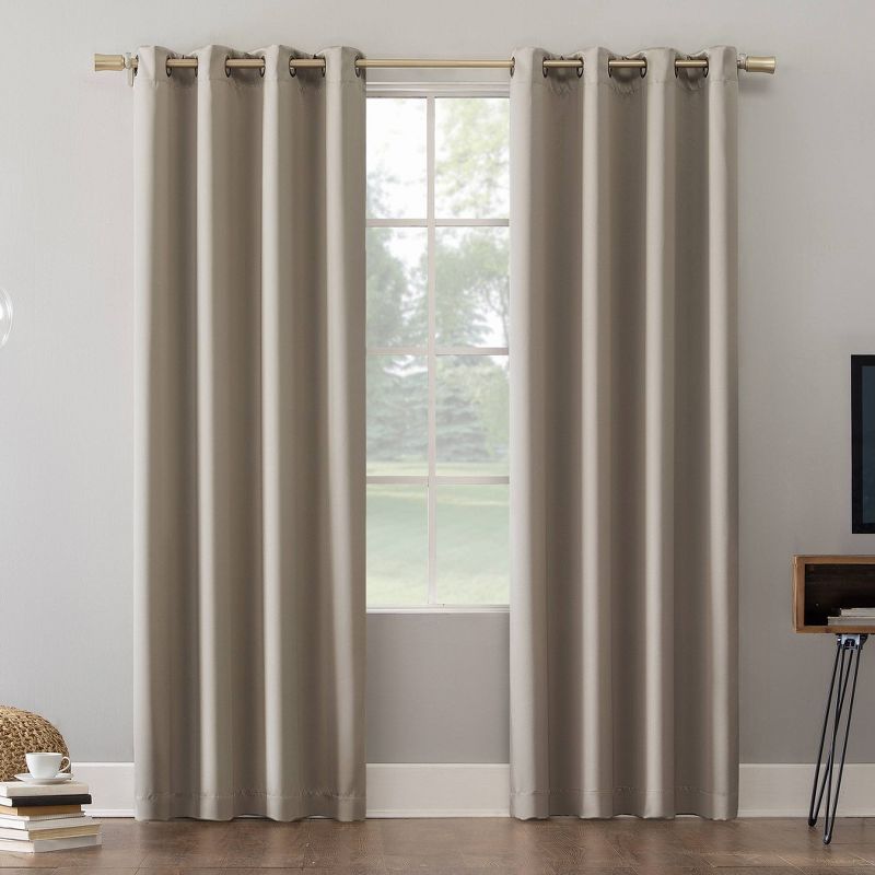 Stone Polyester 52" x 54" Blackout Grommet Curtain Panel