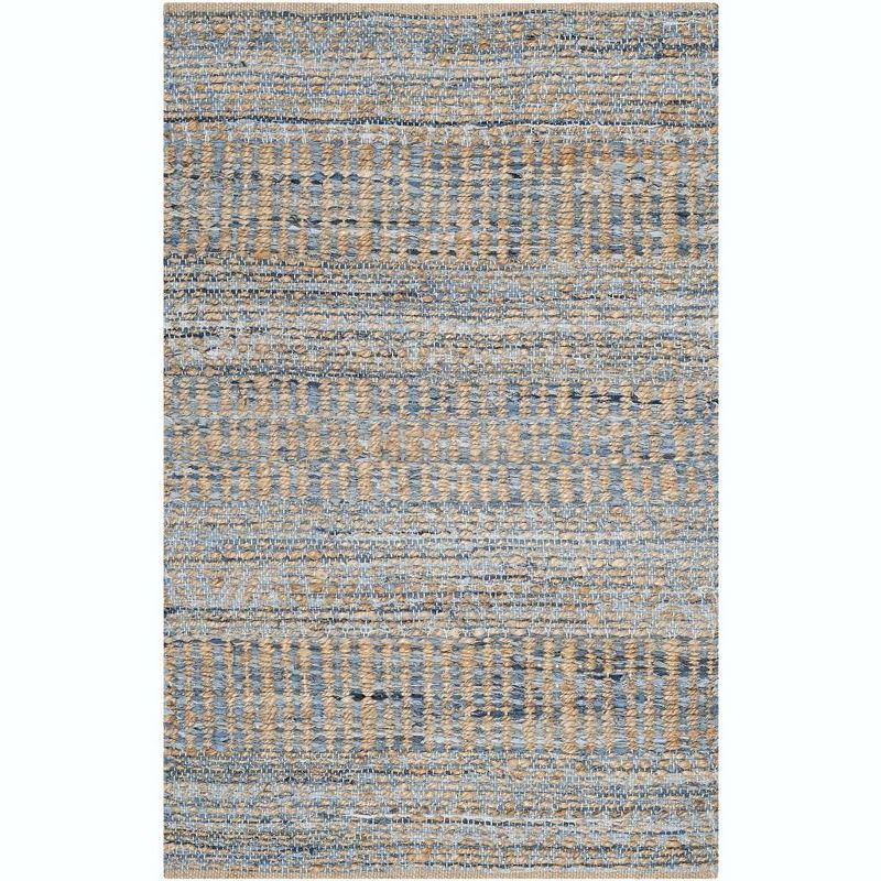 Cape Cod Blue and Natural Handwoven Jute Area Rug 4' x 6'