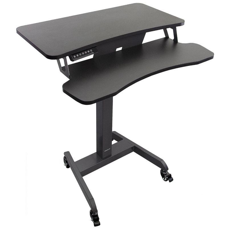 Black Electric Adjustable Standing Desk Converter with Wheels