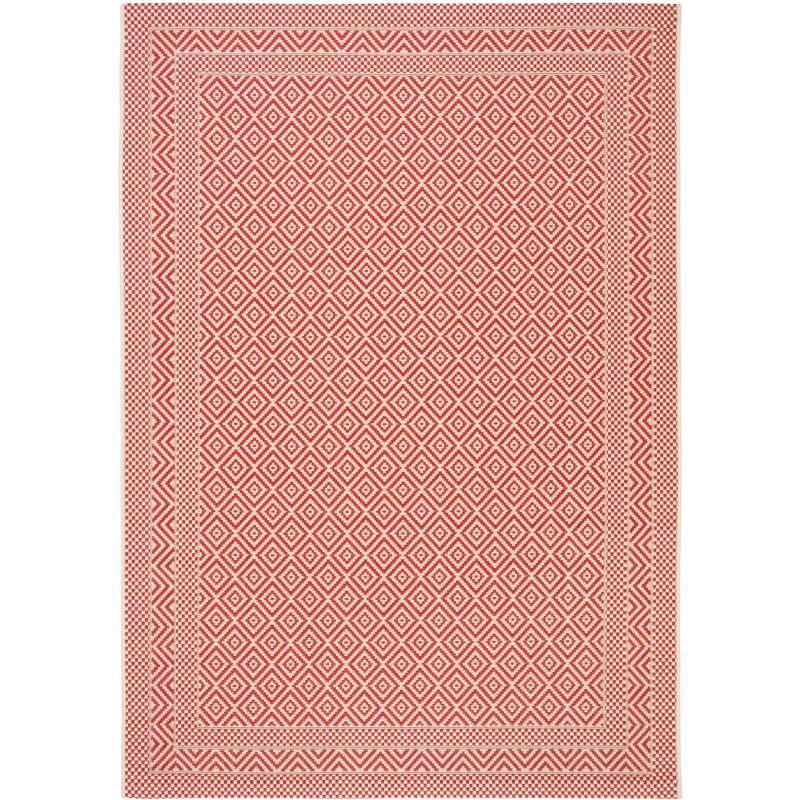 Red Rectangular Synthetic Non-slip Indoor/Outdoor Area Rug