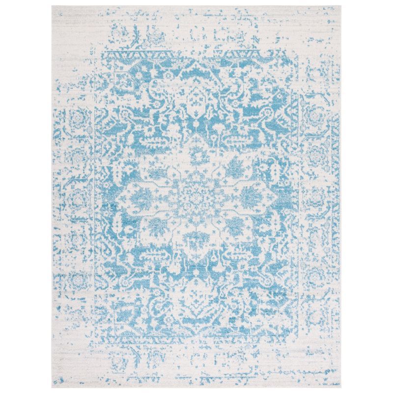 Teal and Ivory 8' x 10' Reversible Cotton Area Rug