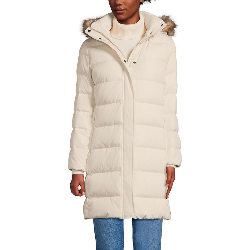 Ivory XL Down Puffer Coat with Faux Fur Hood