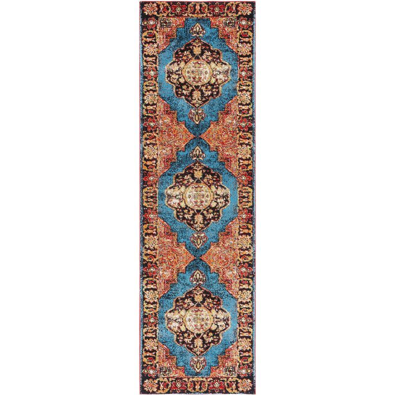 Light Blue Vintage Hamadan 26" Hand-Knotted Area Rug