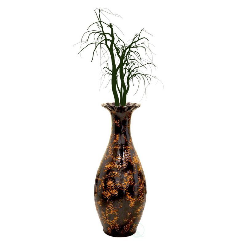 Traditional Brown Trumpet Shaped 36" Plastic Floor Vase