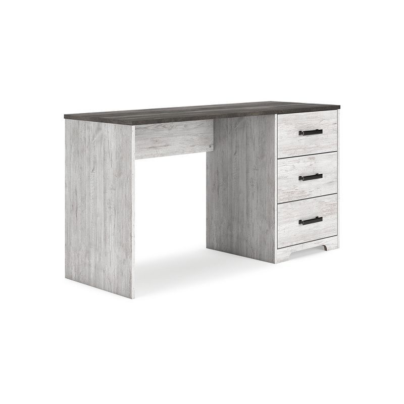 Gray and White Wood Home Office Desk with Drawers