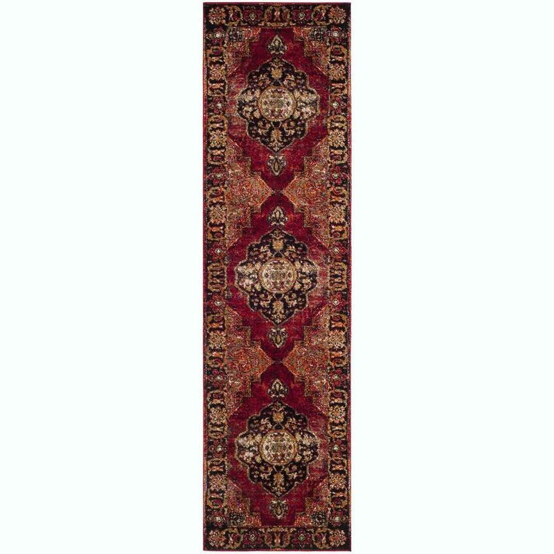 Elegant Vintage Red Multi Synthetic 2'2" x 8' Runner Rug