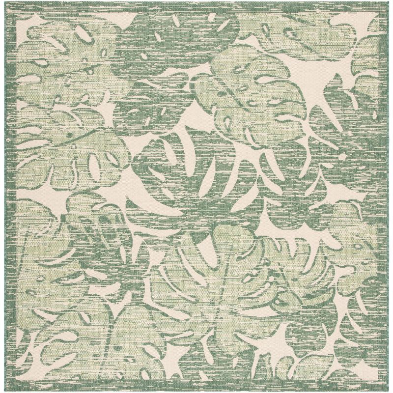 Courtyard Beige/Green 6'7" Square Indoor/Outdoor Easy-Care Area Rug