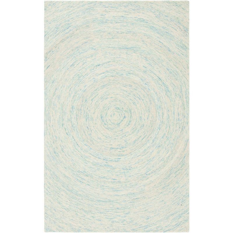 Ivory and Blue Hand-Tufted Wool Rectangular Area Rug