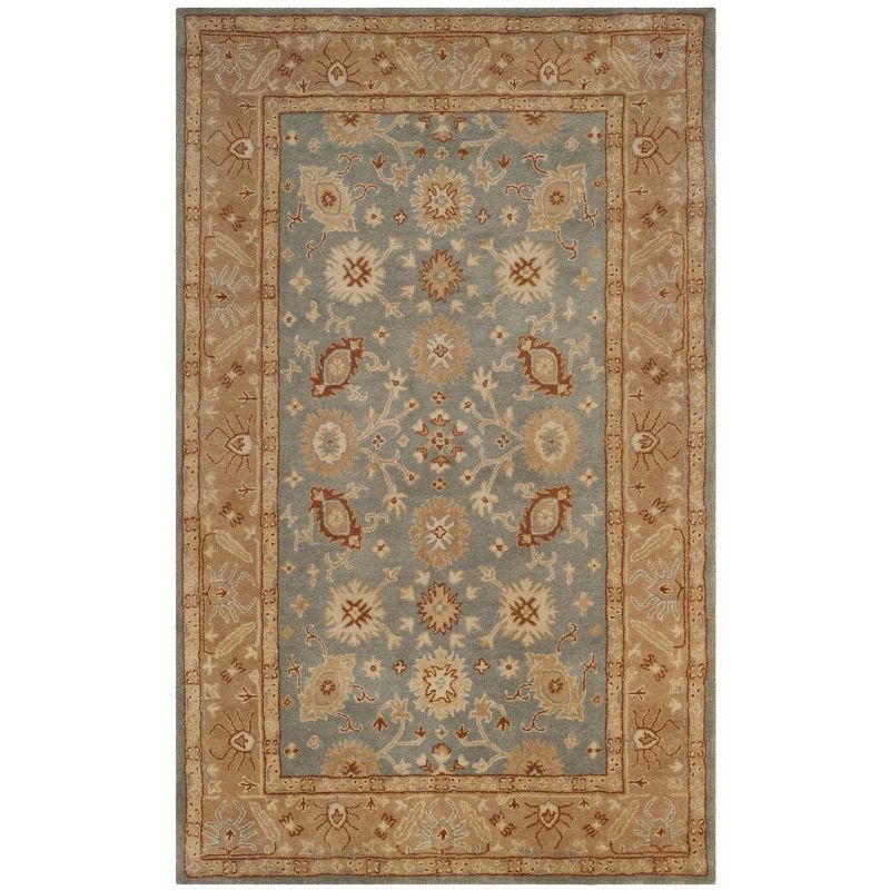 Handmade Round Blue Wool Tufted Area Rug