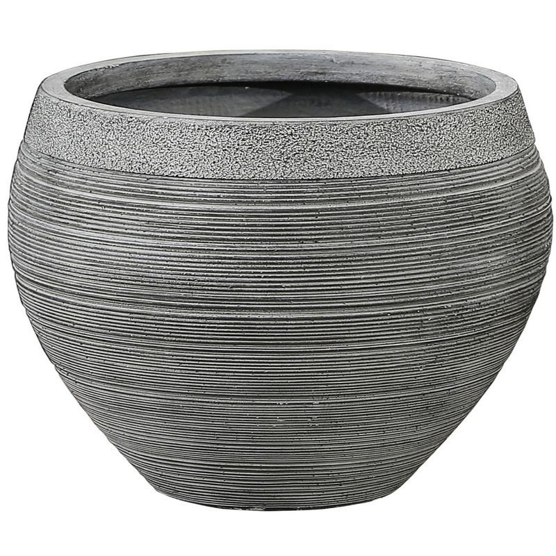 Rococo Radiance Weather-Resistant Gray MgO 12" Planter