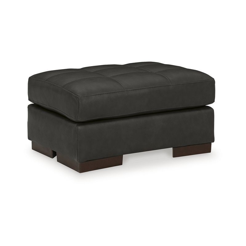 Luigi Black Tufted Leather Ottoman