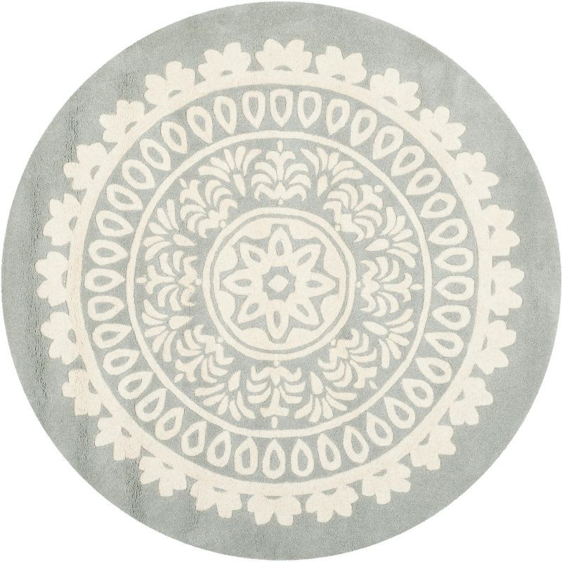 Hand-Tufted Bella Grey 7' Round Wool Area Rug