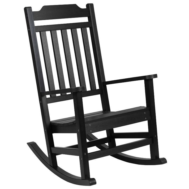 Sleek Black Poly Resin All-Weather Rocking Chair