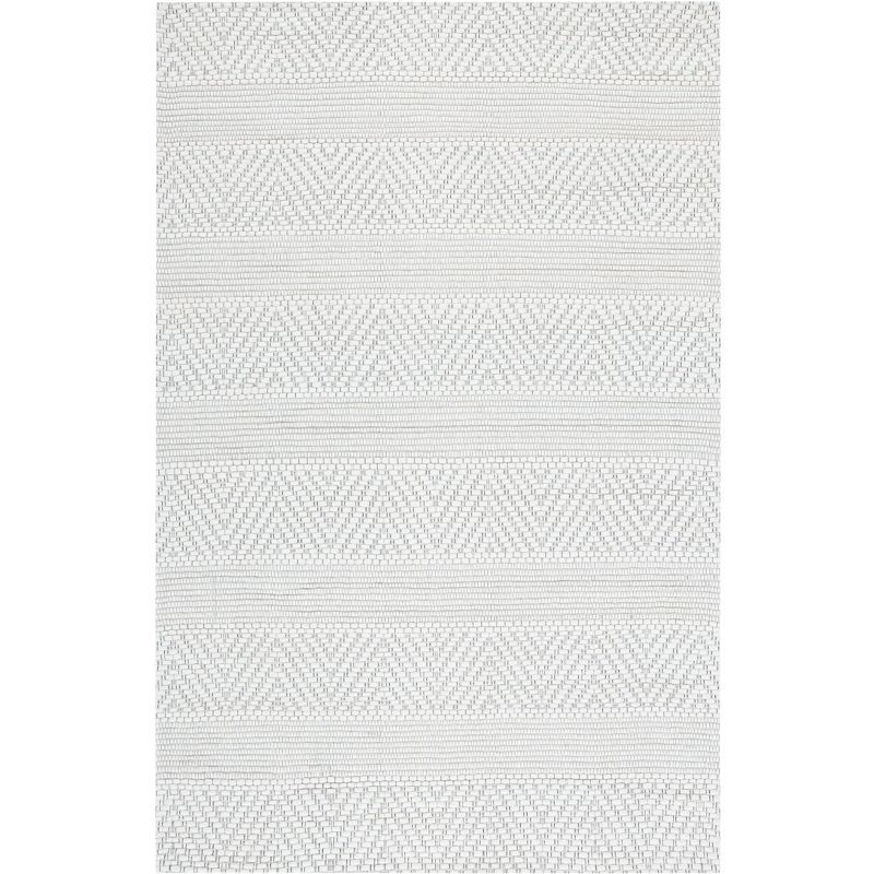 Ivory Flat Woven Handmade Wool and Synthetic Rug, 4' x 6'