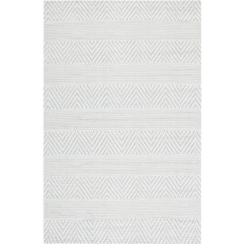 Ivory Flat Woven Handmade Wool and Synthetic Rug, 4' x 6'