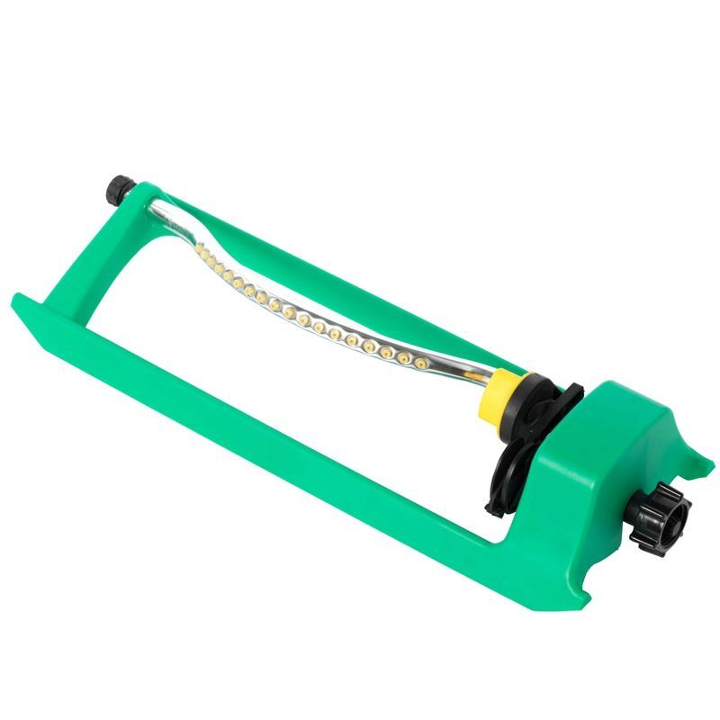 Green Plastic Oscillating Water Sprinkler with 18 Nozzle Jets