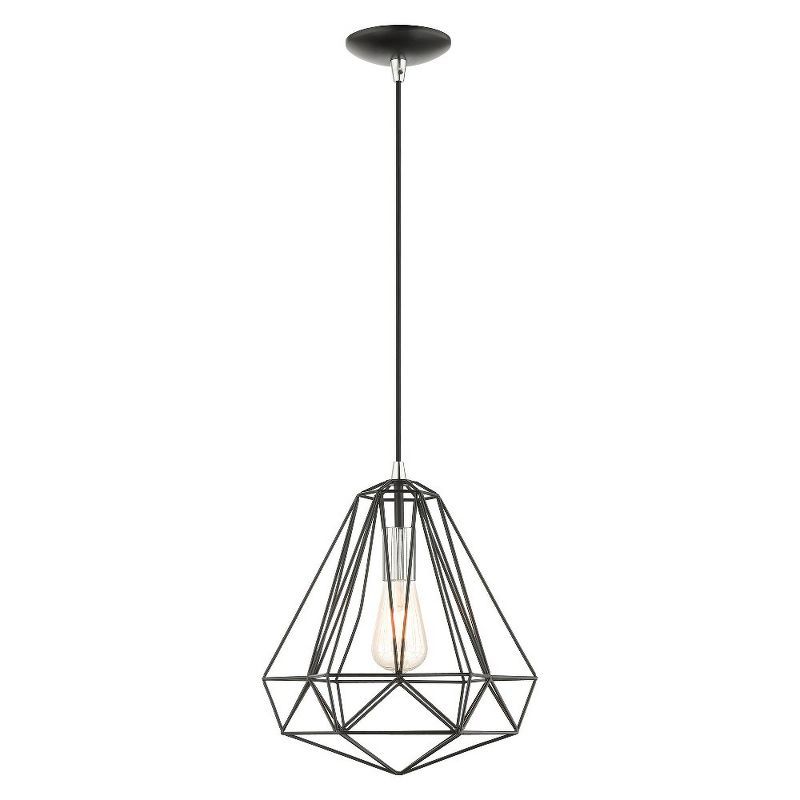Knox Shiny Black Geometric Mini Pendant Light with LED