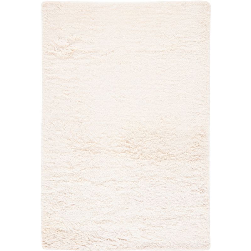 Ivory Shag 8' x 10' Hand-Knotted Wool Area Rug