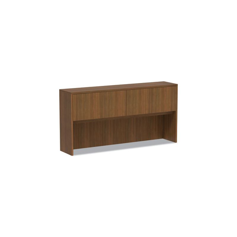 Modern Walnut Woodgrain Laminate Hutch with Doors