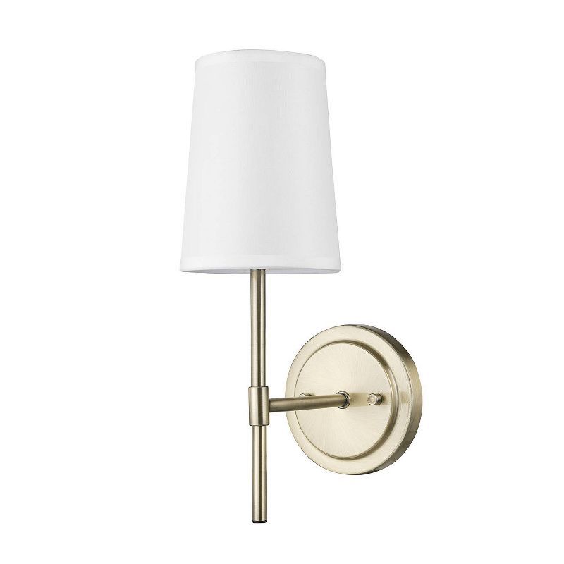 Clarissa Matte Brass Vintage Lantern Wall Sconce with White Shade