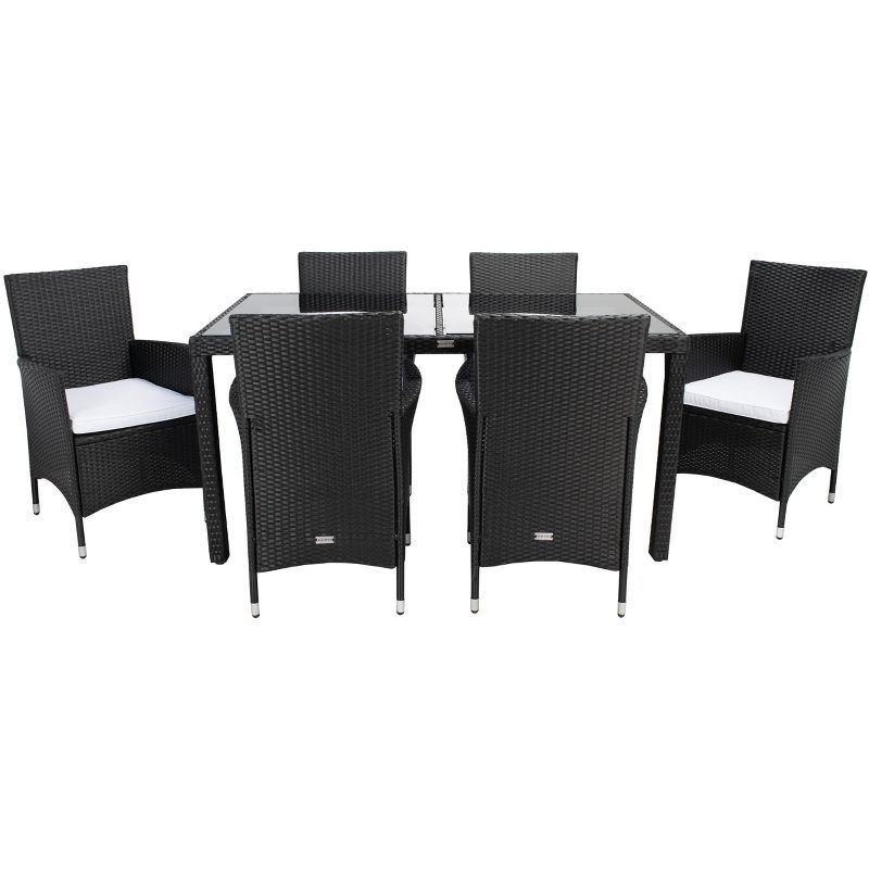 Jolin Black and White 6-Person Wicker Outdoor Dining Set