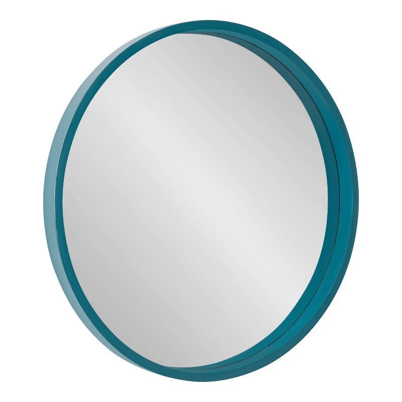 Travis Chic Teal Round Wooden Wall Mirror 24"