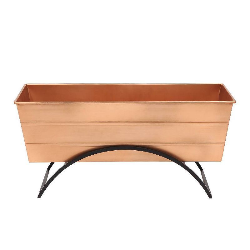 Medium Copper and Black Steel Outdoor Planter Box with Stand