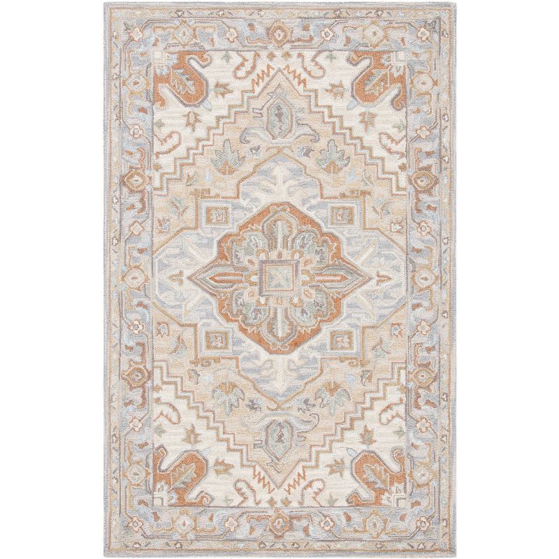 Heritage Beige and Gray Hand-Tufted Wool Area Rug