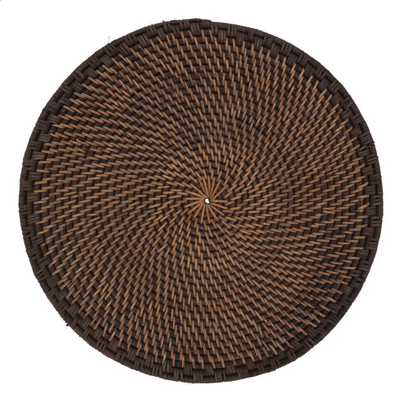 Saro Lifestyle Round Brown Woven Rattan Placemats, Set of 4