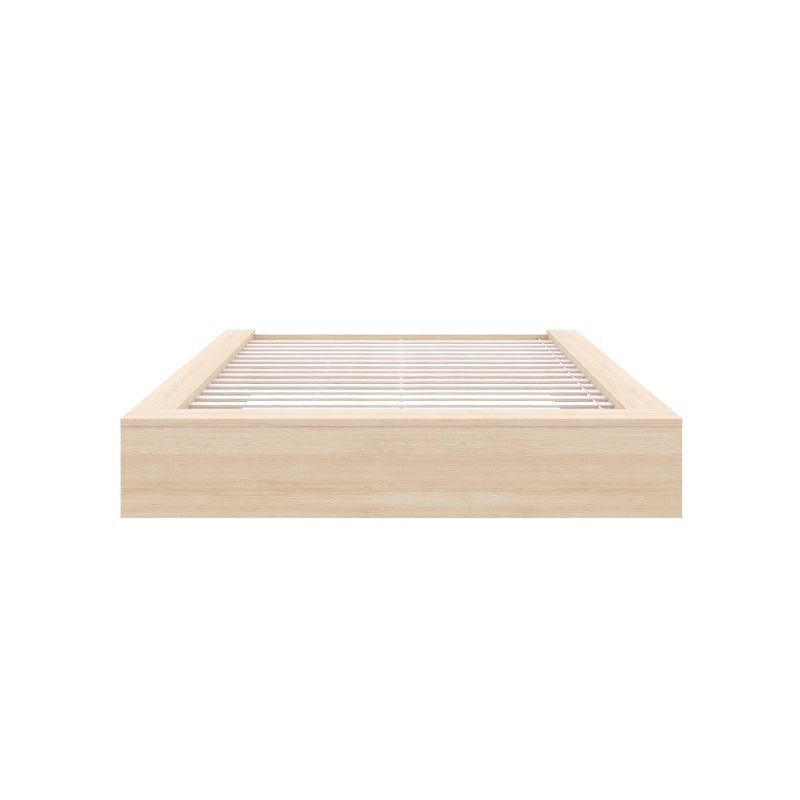 Natural Blonde Oak Queen Platform Bed with Engineered Wood Frame