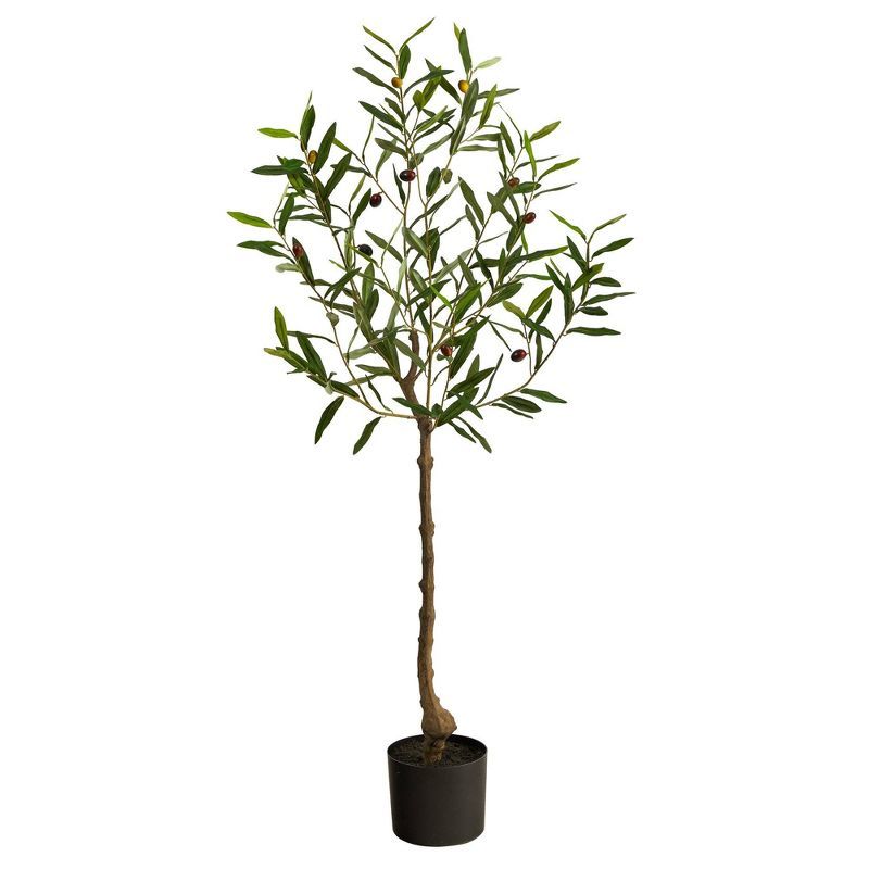 4ft Brown and Green Faux Olive Tree in Nursery Planter