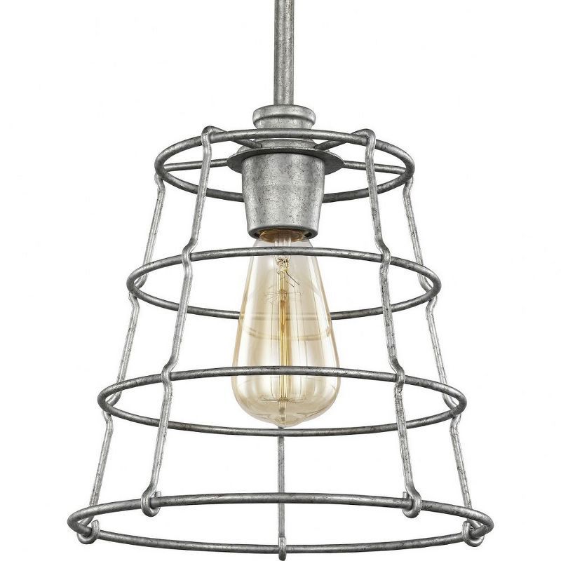 Chambers Rustic Mini-Pendant with Galvanized Wire-Frame Shade