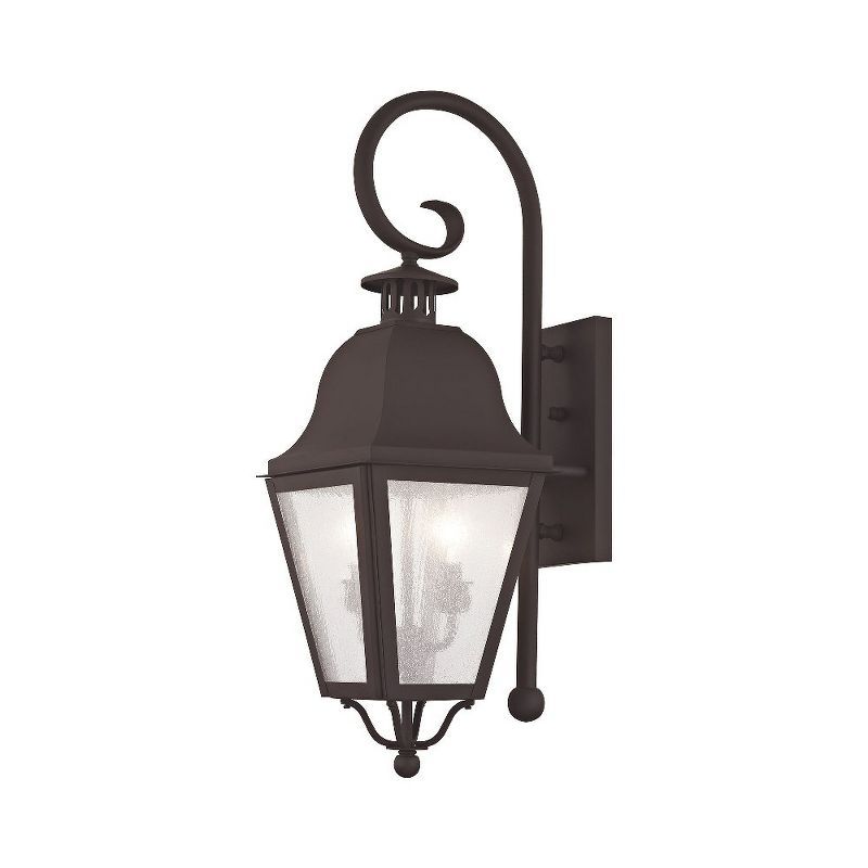 Elegant Bronze Seeded Glass 2-Light Outdoor Wall Lantern