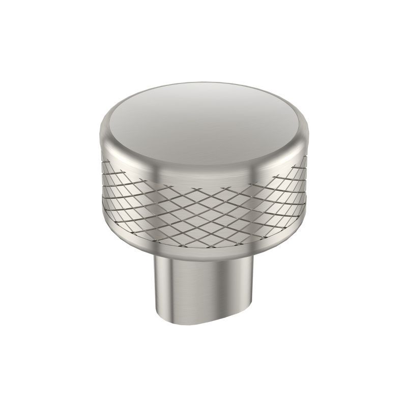 Satin Nickel Round Knurled Cabinet Knob with Mounting Hardware